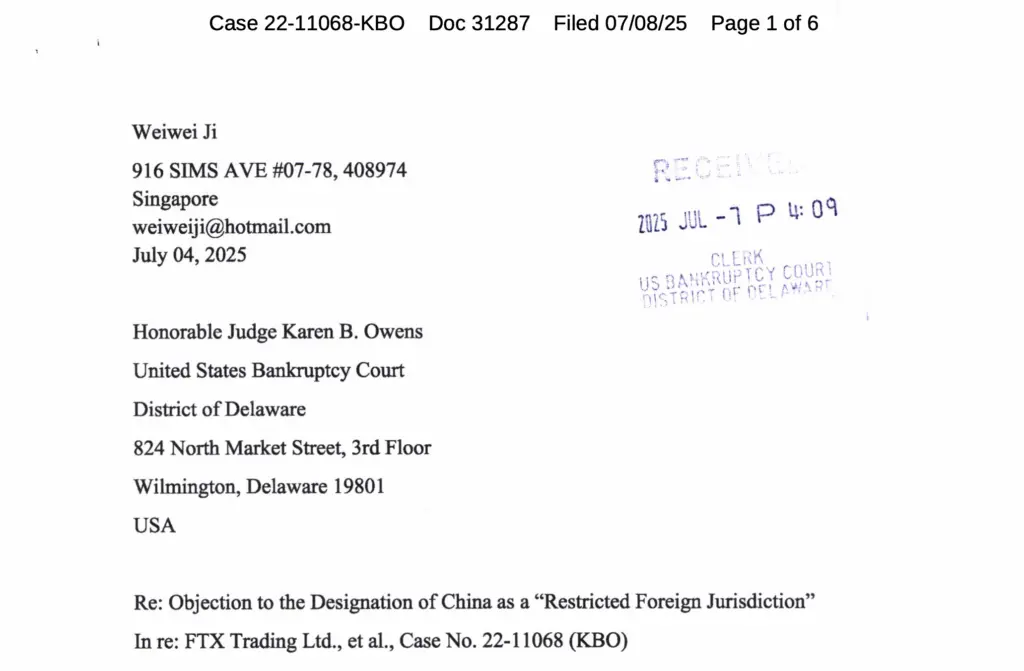 Chinese Creditor Challenges FTX Estate's Motion to Halt Payouts